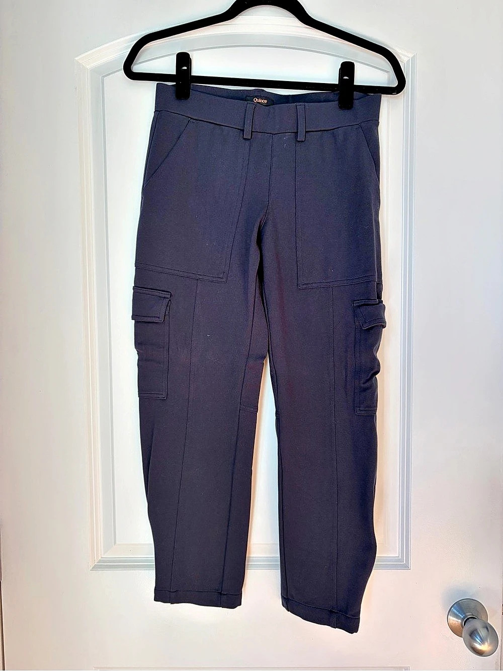 Quince Ultra-Stretch Ponte Tapered Cargo Pants Navy Small